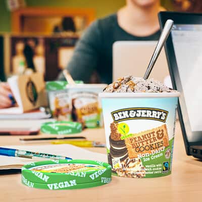 Pint of Non-Dairy Peanut Butter & Cookies with school supplies