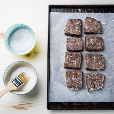 Step 5 - Biscuits with non dairy milk and sparkling sugar on sheet pan