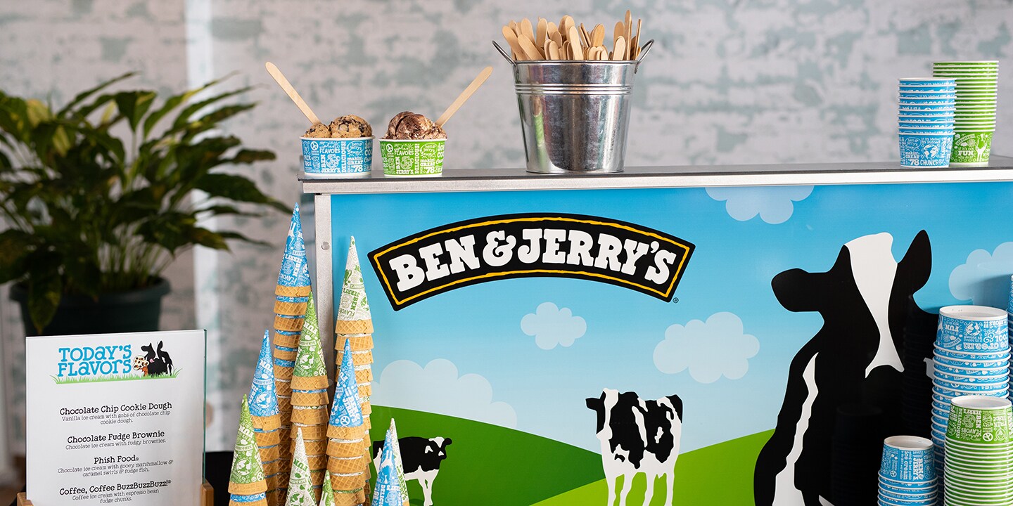 Ice Cream Cart with cones, sundae cups and spoons