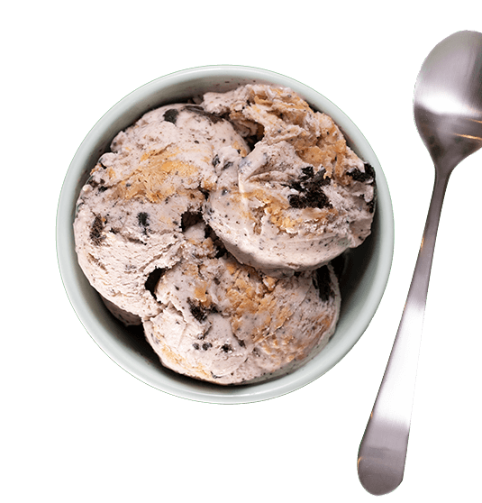 bowl of ice cream and a spoon