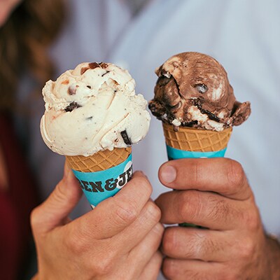 Friends with Ben & Jerry's ice cream cones.