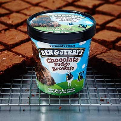 A pint of Ben & Jerry's Chocolate Fudge Brownie