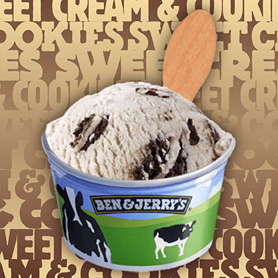 A cup of Ben & Jerry's Sweet Cream and Cookies