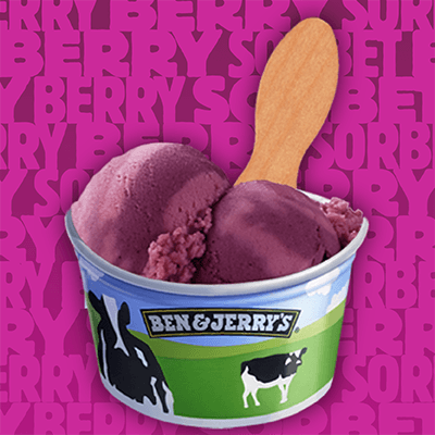 A cup of Ben & Jerry's Berry Berry Extraordinary Sorbet