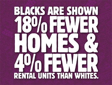 Blacks are shown 18% fewer homes and 4% fewer rental units than whites.