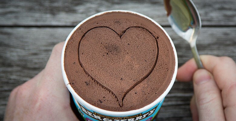 Heart drawn in Chocolate Ice Cream