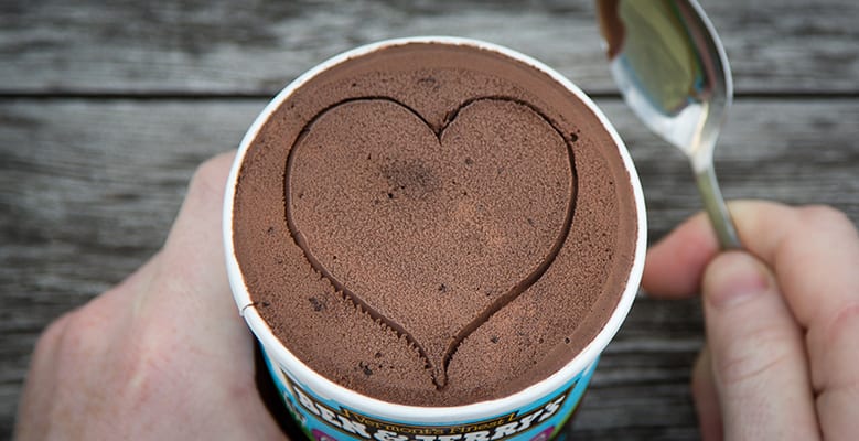 A Heart drawn in ice cream