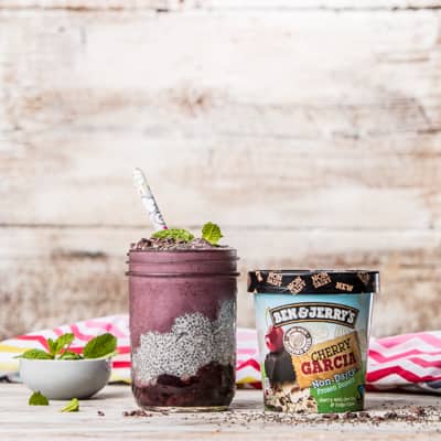 Cherry Garcia, Acai, and Chia Smoothie Jar