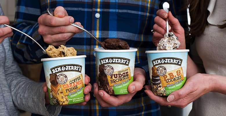 3 pints of Ben & Jerry's Non-Dairy with spoons