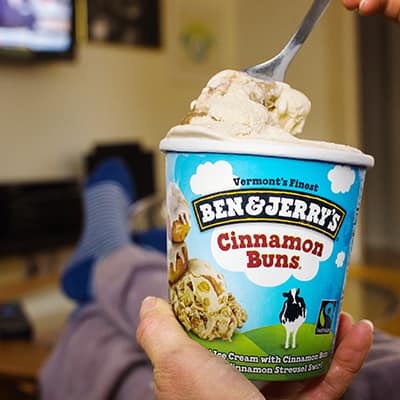 A pint of Ben & Jerry's Cinnamon Buns