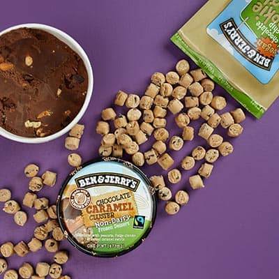 Ben & Jerry's Chocolate Caramel Cluster Non-Dairy with Vegan Chocolate Chip Cookie Dough Chunks