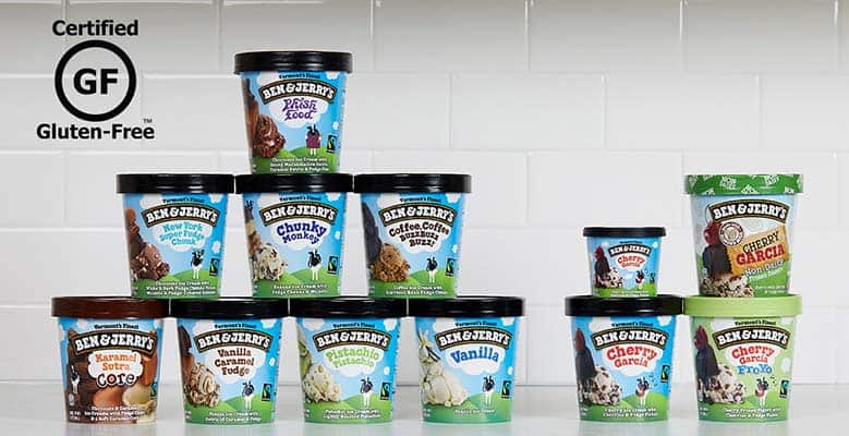 Ben & Jerry's certified gluten-free ice cream flavors