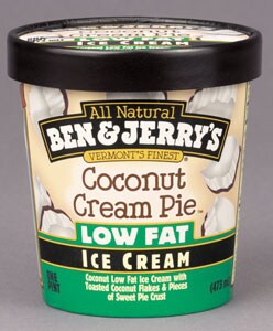 A pint of Ben & Jerry's coconut cream pie ice cream